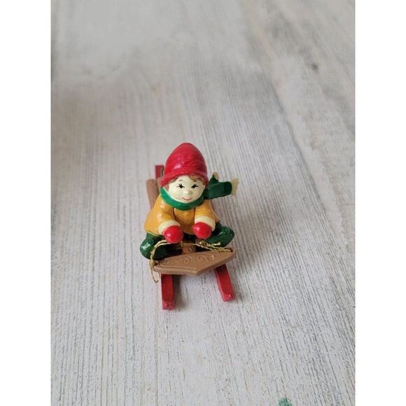 Sledding kid gift present Village accessory Xmas decor - Picture 1 of 5